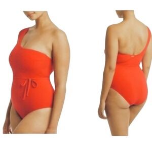 Sea Level Swim Asymmetric, One-Piece Swimsuit, Color Tangerine,‎ Size 12, NWOT